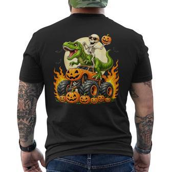 Skeleton Dinosaur Jack O Lantern Monster Truck Halloween Boy Men's T-shirt Back Print | Seseable UK
