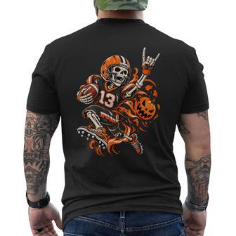 Skeleton Football Player Spooky Halloween Sports Men's T-shirt Back Print - Thegiftio UK