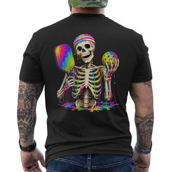 Skeleton Playing Pickleball Ice Cream Drip Halloween Men Men's T-shirt Back Print - Thegiftio UK