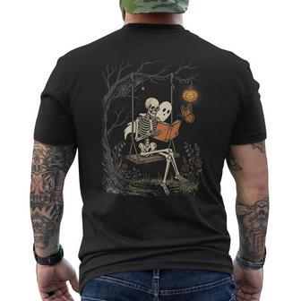 Skeleton Reading Book Ghost Halloween Costume Retro Vintage Men's T-shirt Back Print - Thegiftio UK