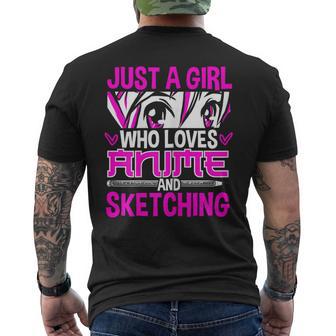 Solo Una Chica Que Ama El Anime Y El Bosquejo Camiseta Hombre Estampado Espalda - Regaloses