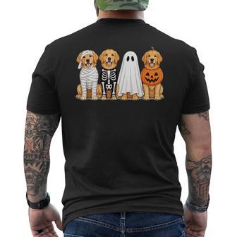 Spooky Ghost Golden Retriever Pumpkin Halloween Dog Skeleton Men's T-shirt Back Print - Thegiftio UK