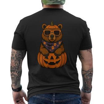 Spooky Grizzly Bear Pumpkin Halloween Men's T-shirt Back Print - Thegiftio UK
