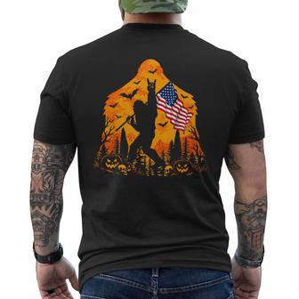 Spooky Halloween Bigfoot Flag Pumpkin Halloween Sasquatch Men's T-shirt Back Print - Thegiftio UK