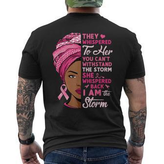Storm Breast Cancer Awareness Pink Ribbon Black African Afro Men's T-shirt Back Print - Thegiftio UK