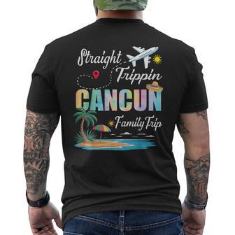 Straight Trippin' 2026 Family Trip Cancun Mexico Vacation Men's T-shirt Back Print - Monsterry