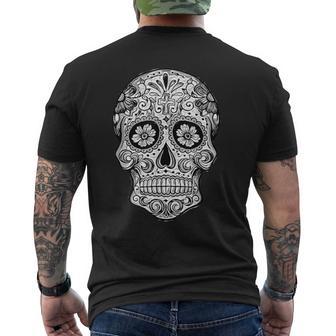 Sugarkull Photo En Noir Et Blanc Day Dead Dia De Los Muertos T-shirt imprimé au dos - Cadeauxyz