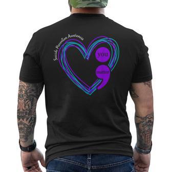Suicide Prevention Awareness You Matter Purple And Teal Men's T-shirt Back Print - Thegiftio UK