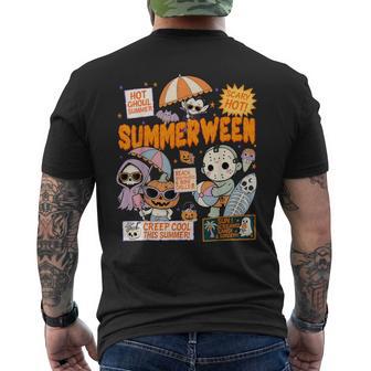 Summerween Spooky Summer Beach Ghost Halloween Vibes Men's T-shirt Back Print - Monsterry