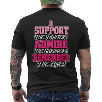 Support Fighters Admire Survivors Breast Cancer Pink Men's T-shirt Back Print | Seseable UK