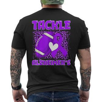 Tackle Alzheimer's Dementia Awareness Purple Ribbon Football Men's T-shirt Back Print - Thegiftio UK