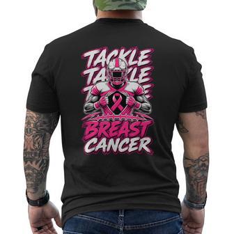 Tackle Breast Cancer Awareness Football Aware Pink Ribbon Men's T-shirt Back Print - Thegiftio UK