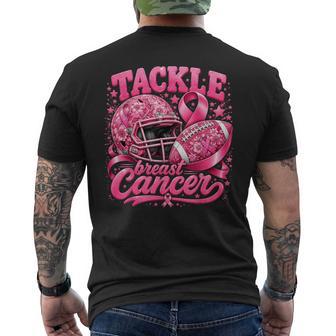 Tackle Breast Cancer Awareness Football Ribbon Men's T-shirt Back Print - Thegiftio UK
