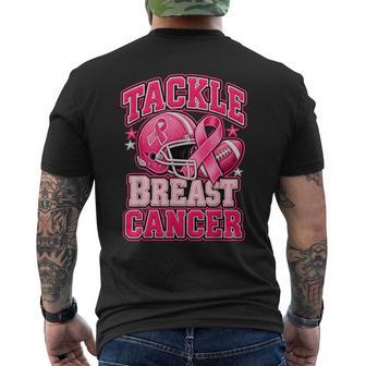 Tackle Breast Cancer Pink Football Awareness Men's T-shirt Back Print - Thegiftio UK