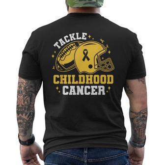 Tackle Childhood Cancer Awareness Football Gold Ribbon Kids Men's T-shirt Back Print - Thegiftio UK