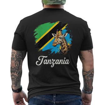 Tanzanie Drapeau Girafe Africaineafari Fauneauvage T-shirt imprimé au dos - Cadeauxyz