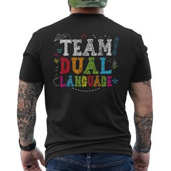 Team Dual Language Back To School Bilingual Teachers Kids Men's T-shirt Back Print - Thegiftio UK