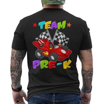 Team Pre-K Racing Car Preschool Back To School Boys Kids Men's T-shirt Back Print - Thegiftio UK