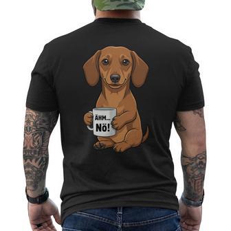 Teckel Dachshund Perro Con Café Dice Que No Uhmimplemente Nö Manga Larga Camiseta Hombre Estampado Espalda - Regaloses