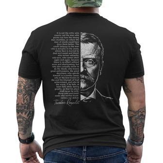 Teddy Roosevelt Man In The Arena Quote Men's T-shirt Back Print - Thegiftio UK