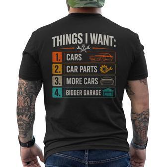 Things I Want Car Enthusiast Auto Mechanic Engine Men's T-shirt Back Print - Thegiftio UK