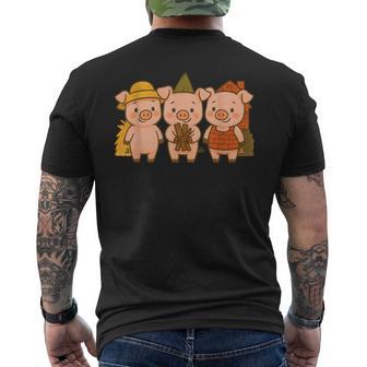 Three Little Pigs Fairy Tale Storybook Characters Men's T-shirt Back Print - Thegiftio UK