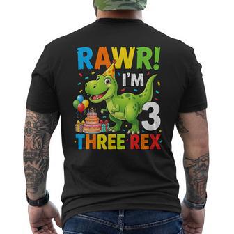 Three Rex Birthday 3 Year Old Boy Dinosaur 3Rd Birthday Men's T-shirt Back Print | Seseable UK