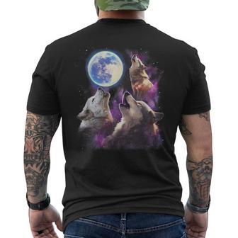 Three Wolves Howling At The Moon Wild Animal Wolf Men's T-shirt Back Print - Thegiftio UK