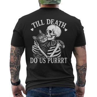 Til Death Do Us Part Skeleton Hugging Cat Halloween Costume Men's T-shirt Back Print - Thegiftio UK