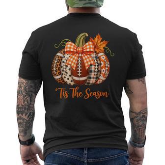 Tis The Season Cozy Autumn Pumpkin Football Game Day Men's T-shirt Back Print - Thegiftio UK