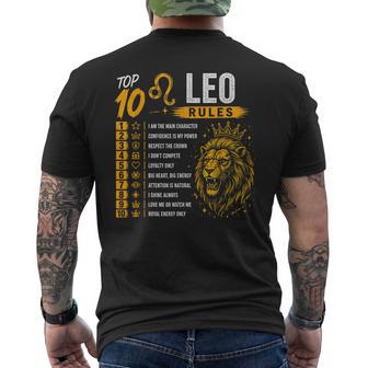 Top 10 Rules Of Leo Birthday Men's T-shirt Back Print - Thegiftio UK