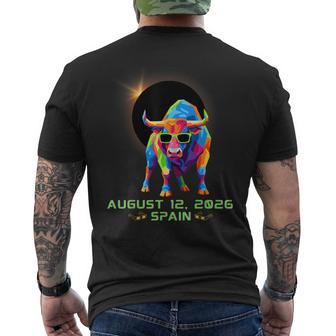 Total Solar Eclipse Bull Spain Wearing Eclipse Glasses Men Men's T-shirt Back Print - Thegiftio UK