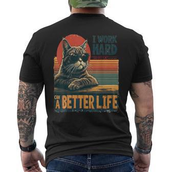Trabajo Duro Para Que Mi Gato Pueda Tener Unaida Mejor Camiseta Hombre Estampado Espalda - Regaloses