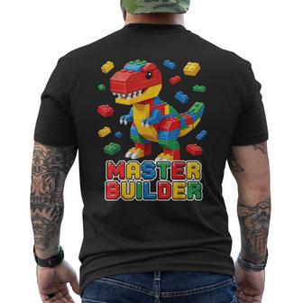 Trex Master Builder Kids Boys Building Bricks T Rex Dinosaur Men's T-shirt Back Print - Thegiftio UK
