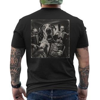 Trick Or Treat Halloween Great Dane Scary Skeleton Selfie Men's T-shirt Back Print - Thegiftio UK