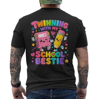 Twinning With My School Bestie Cute Matching Friend Twin Day Men's T-shirt Back Print - Thegiftio UK