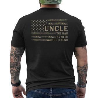 Uncle Man Myth Legend Camo Usa Flag Father's Day Brother Men's T-shirt Back Print - Thegiftio UK