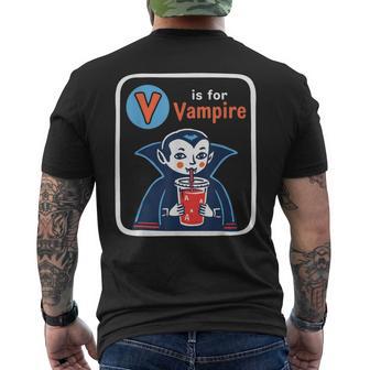 V Is For Vampire Cute Abc Halloween Alphabet Costume Men's T-shirt Back Print - Thegiftio UK