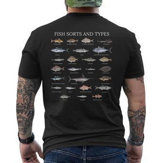 Variétés De Poissons Et Types D'espèces De Pêche Tableau Cadeau De Pêcheur T-shirt imprimé au dos - Cadeauxyz