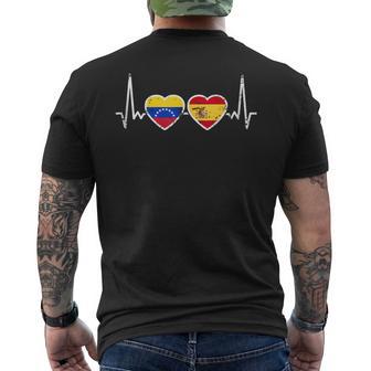 Venezuela Españaintage Latido Bandera Españolaenezolana In Mangas Camiseta Hombre Estampado Espalda - Regaloses
