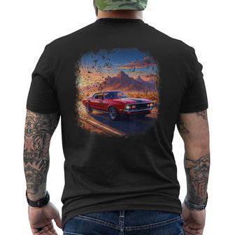 Viaje Por Carretera Del Desierto Del Atardecer En Coche Clásico Camiseta Hombre Estampado Espalda - Regaloses