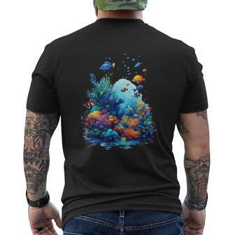 Vibrant Coral Reef With Marine Life Men's T-shirt Back Print - Thegiftio UK