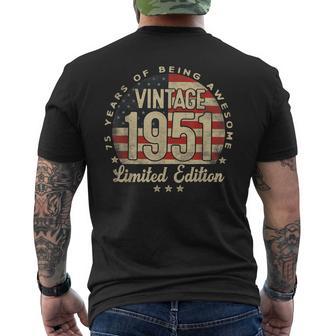 Vintage 1951 Limited Edition Usa Flag 75-Year-Old Age 75 Men's T-shirt Back Print - Thegiftio UK