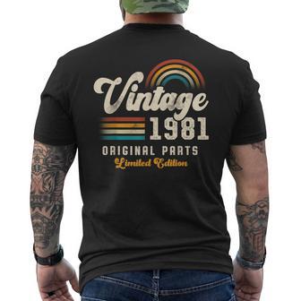Vintage 1981 Piezas Originales 45 Aniversario Retro Camiseta Hombre Estampado Espalda - Regaloses