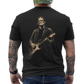 Vintage Frankenstein Playing Guitar Halloween Frankenstein Men's T-shirt Back Print | Seseable UK