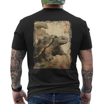 Vintage Japonés Paisajeiejo Tortuga Kanji Camiseta Hombre Estampado Espalda - Regaloses