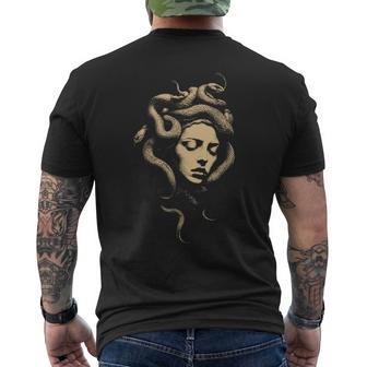 Vintage Medusa Beneath The Snakes A Silent Beauty Men's T-shirt Back Print - Thegiftio UK