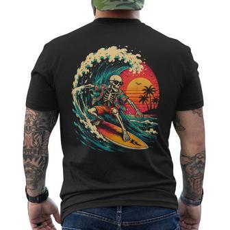 Vintage Surfing Skeleton Halloween Surfboard For Boys Men's T-shirt Back Print - Thegiftio UK