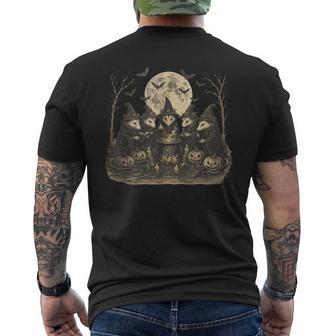 Vintage Witch Opossum Moon Ritual Animal Halloween Men's T-shirt Back Print - Thegiftio UK