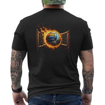 Volleyball Game Day Rivalry Fire Ball Graphic Volleyball T Shirt Name Men's T-shirt Back Print | Seseable UK